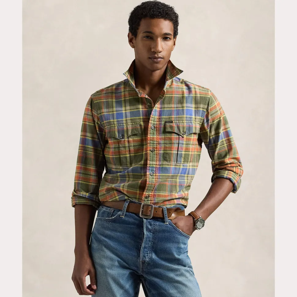 Polo Ralph Lauren miesten kauluspaita, LONG SLEEVE-SPORT SHIRT Vihreä Ruutu