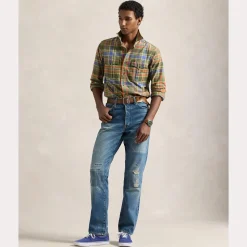 Polo Ralph Lauren miesten kauluspaita, LONG SLEEVE-SPORT SHIRT Vihreä Ruutu