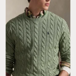 Polo Ralph Lauren miesten neulepaita Cotton Cable LS Drive Pullover, vaaleanvihreä