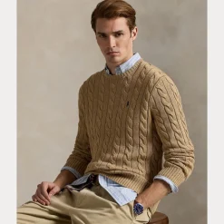 Polo Ralph Lauren miesten neulepaita Cotton Cable LS Drive Pullover, beige