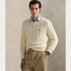 Polo Ralph Lauren miesten neule, LS DRIVE LONG SLEEVE PULLOVER Valkoinen