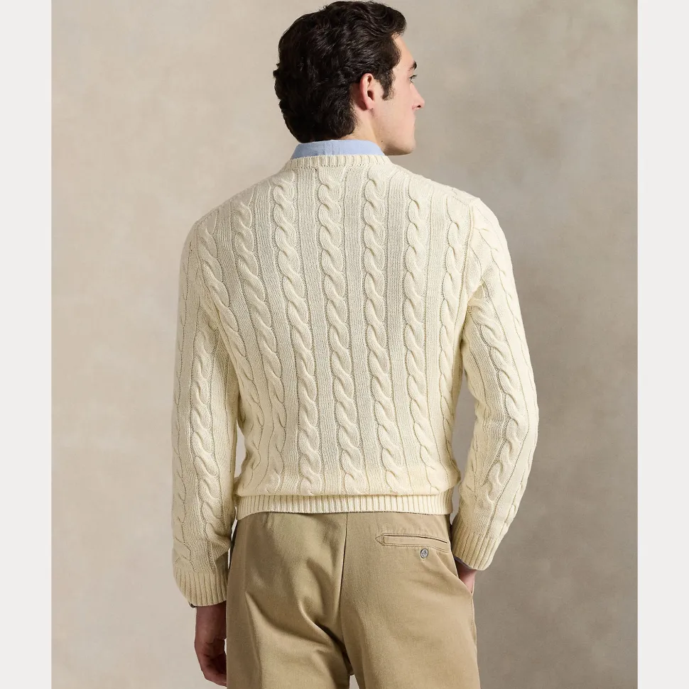Polo Ralph Lauren miesten neule, LS DRIVE LONG SLEEVE PULLOVER Valkoinen