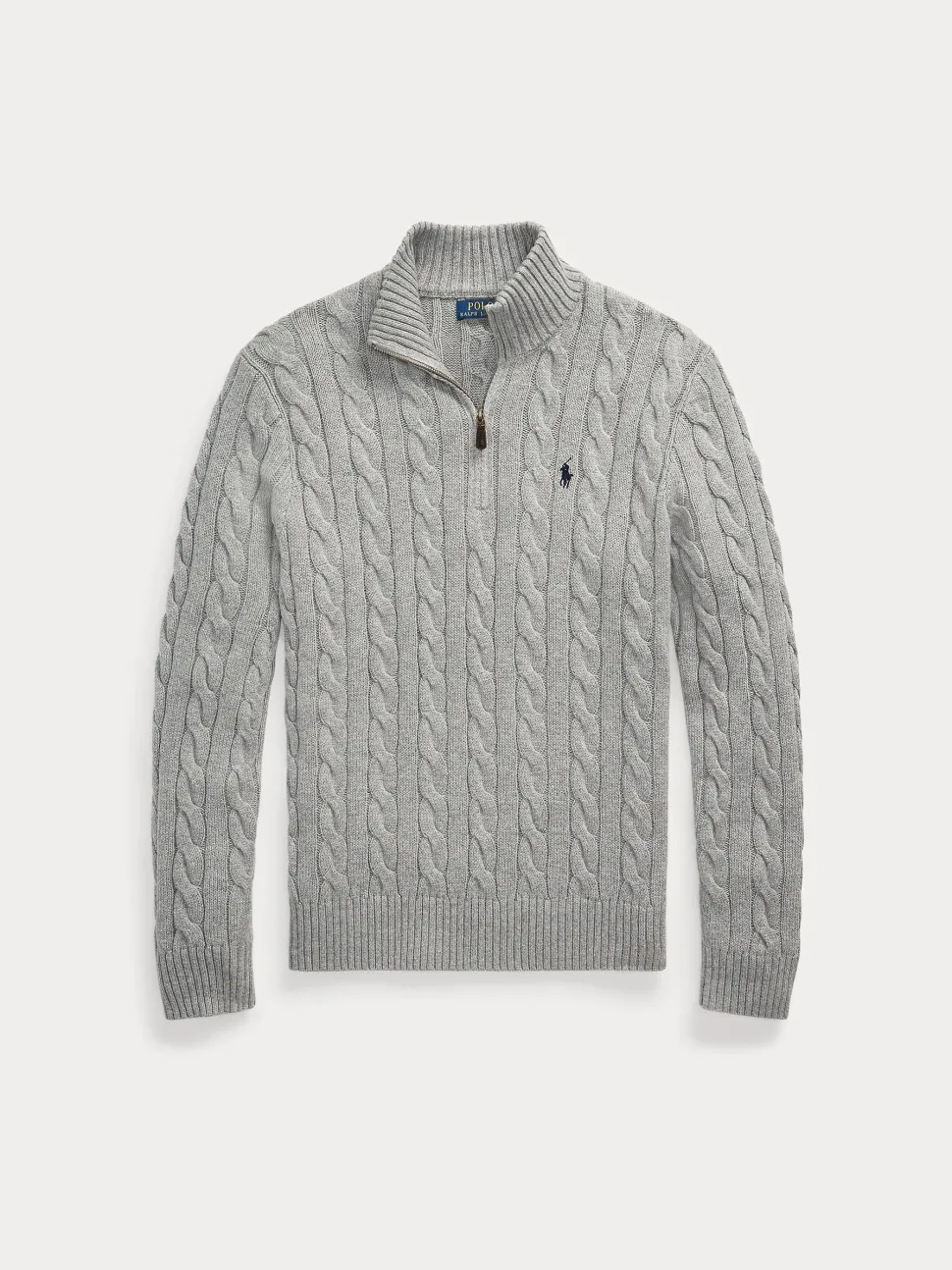 Polo Ralph Lauren miesten neulepusero Cotton Cable LS Driver Half Zip Pullover, harmaa