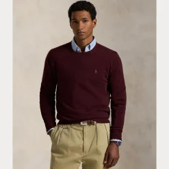 Polo Ralph Lauren miesten neulepusero, LONG SLEEVE PULLOVER CREW WOOL Viininpunainen