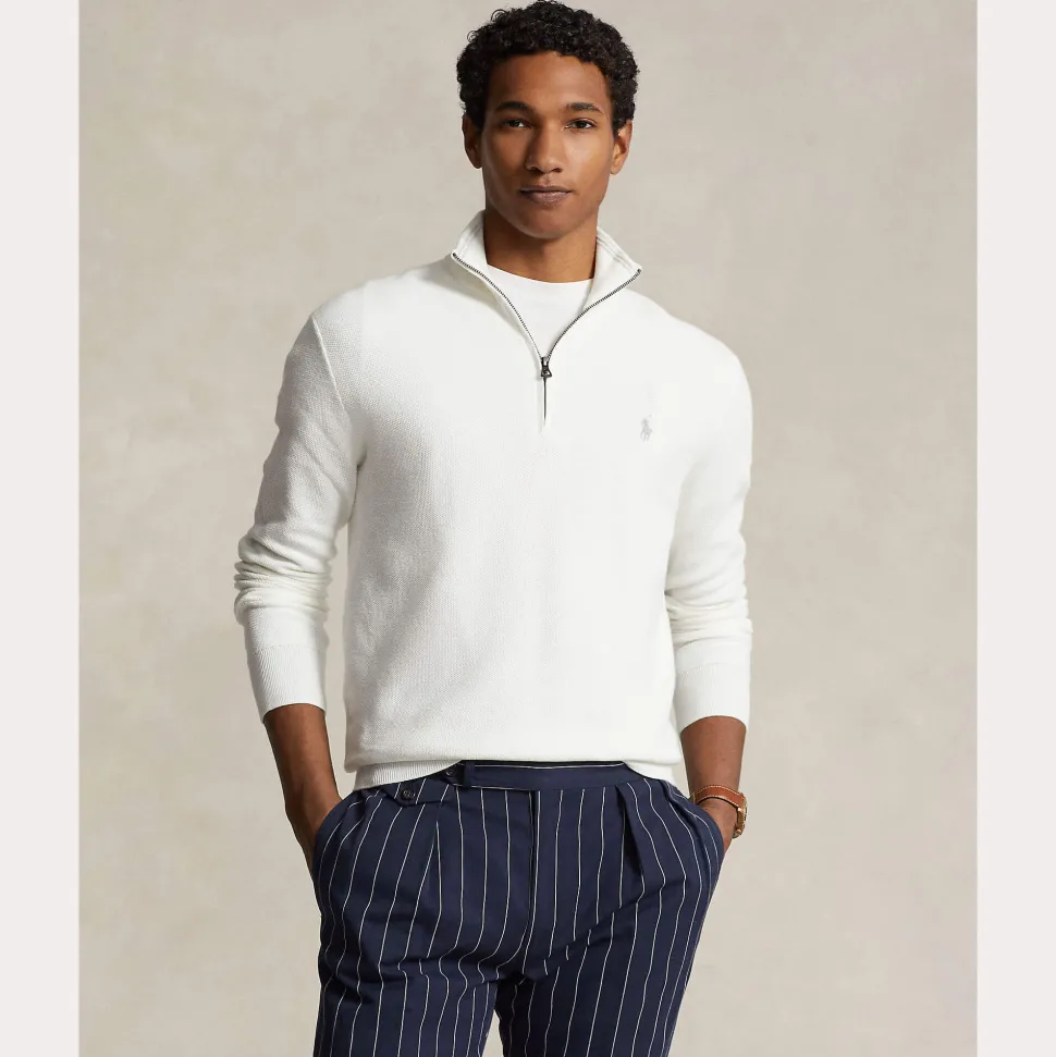 Polo Ralph Lauren miesten neule, POLO HALF ZIP Valkoinen