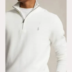 Polo Ralph Lauren miesten neule, POLO HALF ZIP Valkoinen