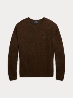 Polo Ralph Lauren miesten neulepusero LSCABLECNPP LONG SLEEVE PULLOVER, tummanruskea