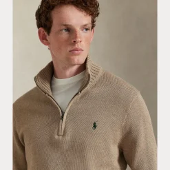 Polo Ralph Lauren miesten neule Cotton Half Zip Pullover, beige