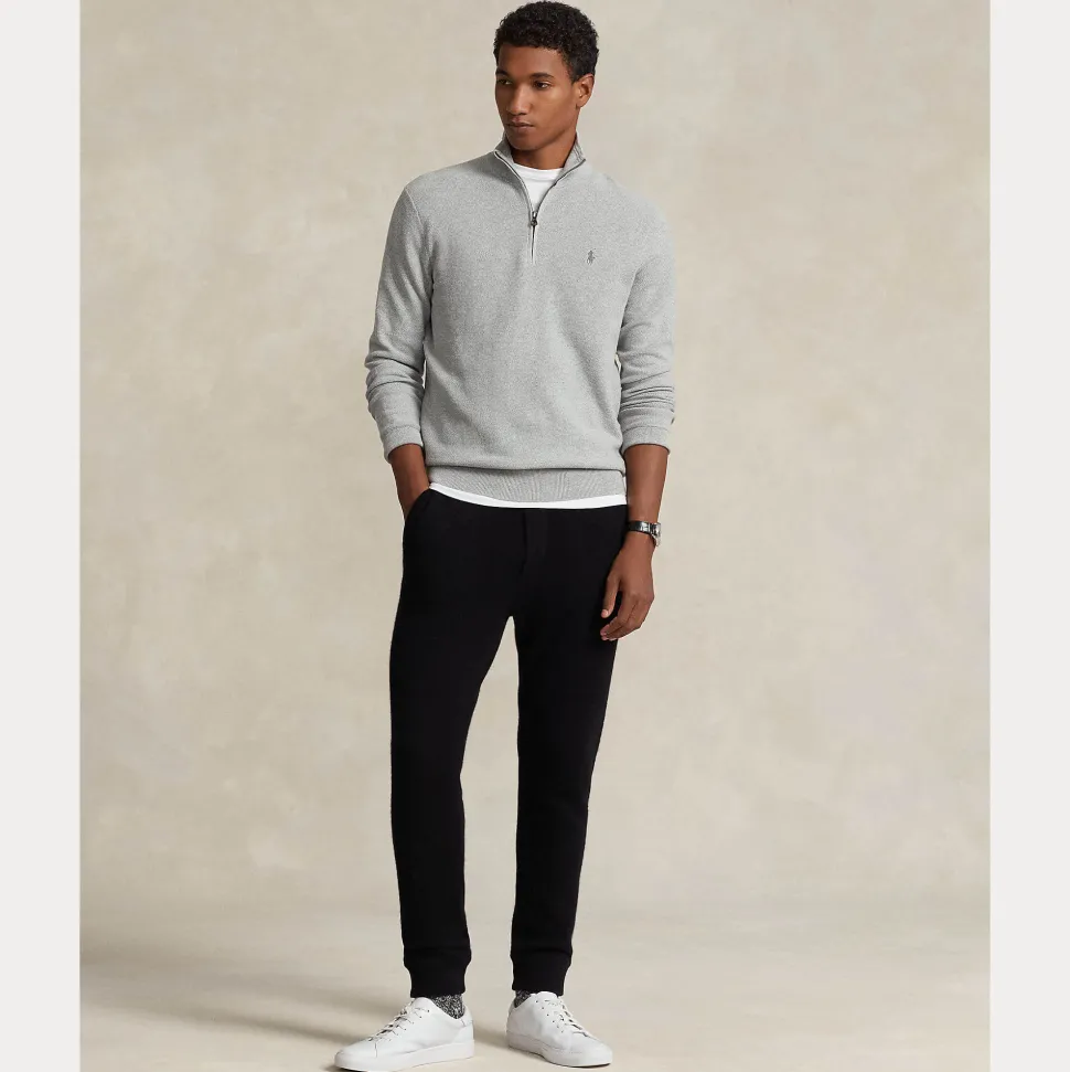 Polo Ralph Lauren miesten neule, POLO HALF ZIP Vaaleanharmaa