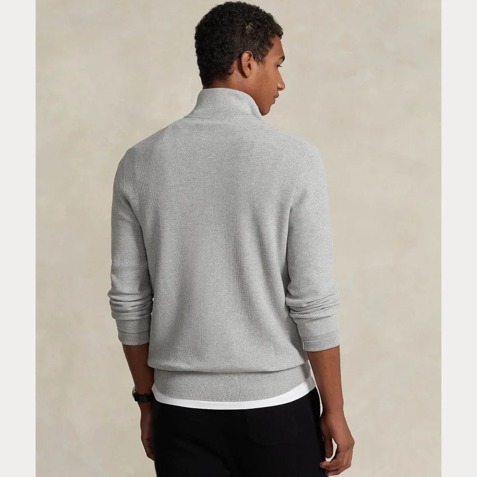 Polo Ralph Lauren miesten neule, POLO HALF ZIP Vaaleanharmaa