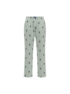 Polo Ralph Lauren miesten pyjamahousut Polo Bear Striped Cotton Pajama Pant, raidallinen vihreä