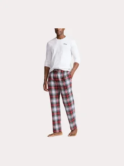 Polo Ralph Lauren Miesten Pyjamasetti, LS PJ SET LOUNGE SEASONAL Punainen Ruutu