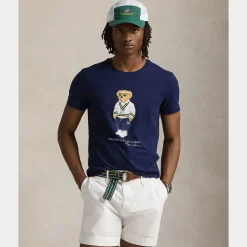 Polo Ralph Lauren miesten t-paita, CUSTOM SLIM FIT POLO BEAR JERSEY T-SHIRT Tummansininen