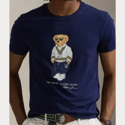 Polo Ralph Lauren miesten t-paita, CUSTOM SLIM FIT POLO BEAR JERSEY T-SHIRT Tummansininen