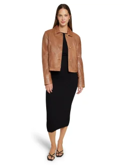 Saki naisten nahkatakki, THEA JACKET Konjakinruskea