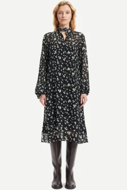 Samsoe and Samsoe Naisten Mekko, Elma shirt dress aop 9695 Musta Kuosi