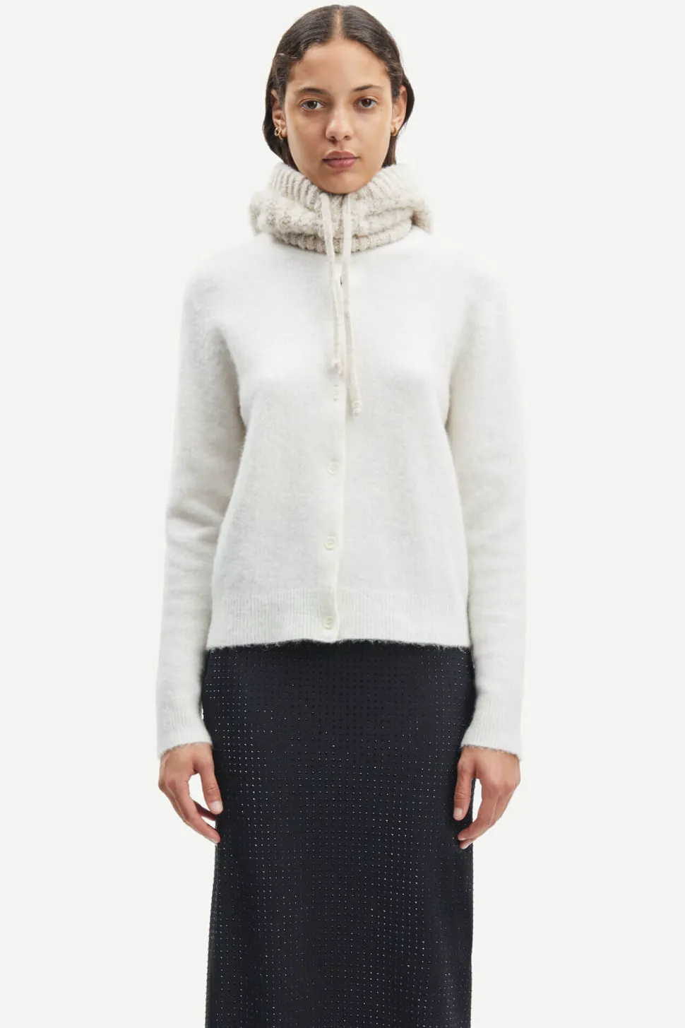Samsoe and Samsoe Naisten Neuletakki, NOR SHORT CARDIGAN 7355 Luonnonvalkoinen