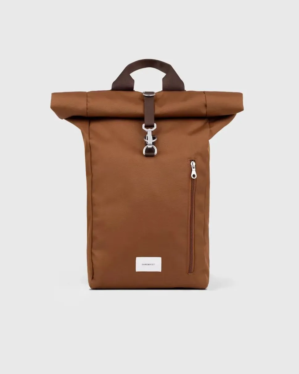 Sandqvist unisex reppu GROUND Rolltop Backpack L, konjakinruskea