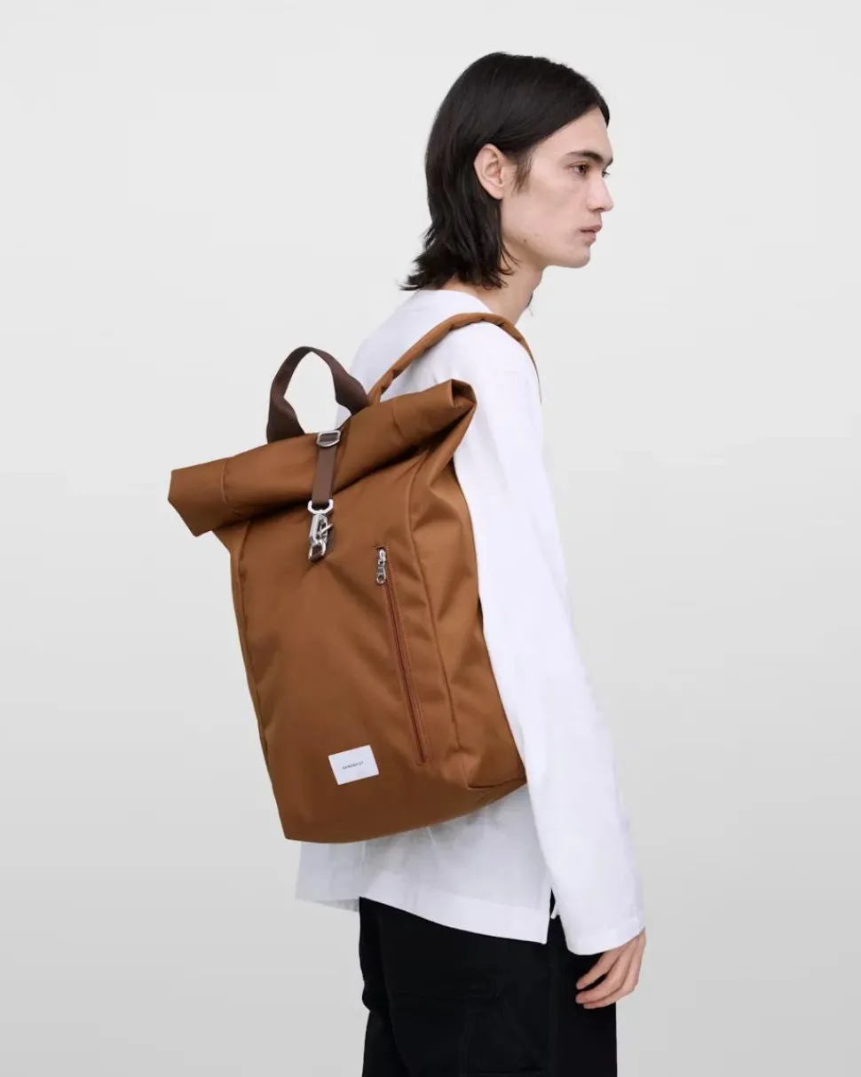 Sandqvist unisex reppu GROUND Rolltop Backpack L, konjakinruskea