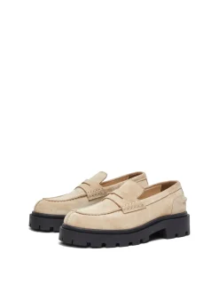 Selected Femme kengät, SLFEMMA SUEDE PENNY LOAFER Vaalea Beige
