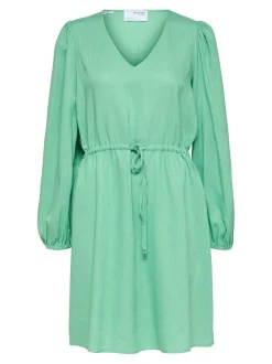 Selected Femme mekko, SLFVIVA LS SHORT LINEN DRESS Vihreä