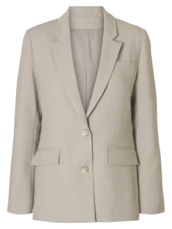 Selected Femme Naisten Bleiseri, AD-SLFRITA LS CLASSIC BLAZER MEL NOOS Island Fossil Melange