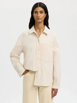 Selected Femme naisten farkkupaita SLFRELAXED Ebba Denim Shirt, egret