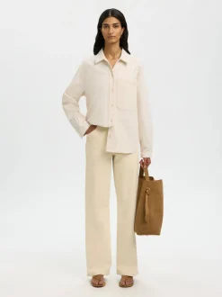 Selected Femme naisten farkkupaita SLFRELAXED Ebba Denim Shirt, egret