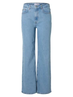 Selected Femme naisten farkut, SLFALICE HW WIDE LONG LIG BLU JEANS Indigo