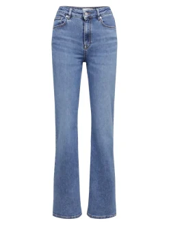 Selected Femme Naisten Farkut Tone Hw Mid Blue Bootcut Noos Tummansininen
