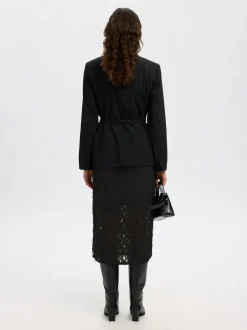 Selected Femme naisten hame, SLFMARION HW MIDI SKIRT B Black
