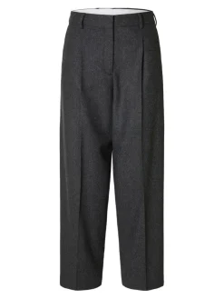 Selected Femme Naisten housut, SLFBARREL BERIT HW PANT Grafiitti
