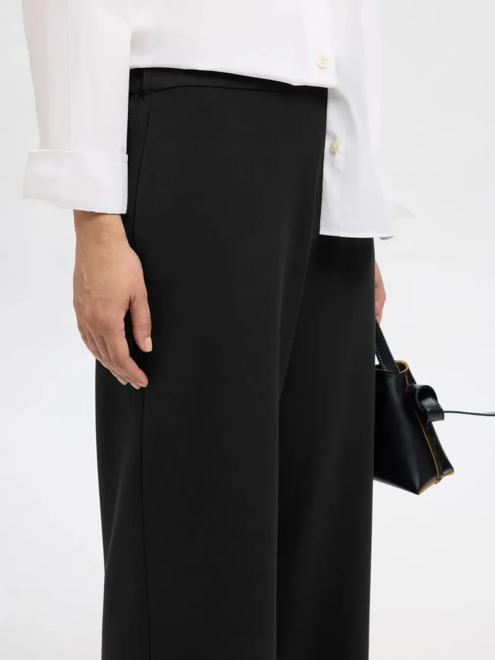 Selected Femme Naisten Housut, SLFEMMA-TARA MW WIDE PANT Black