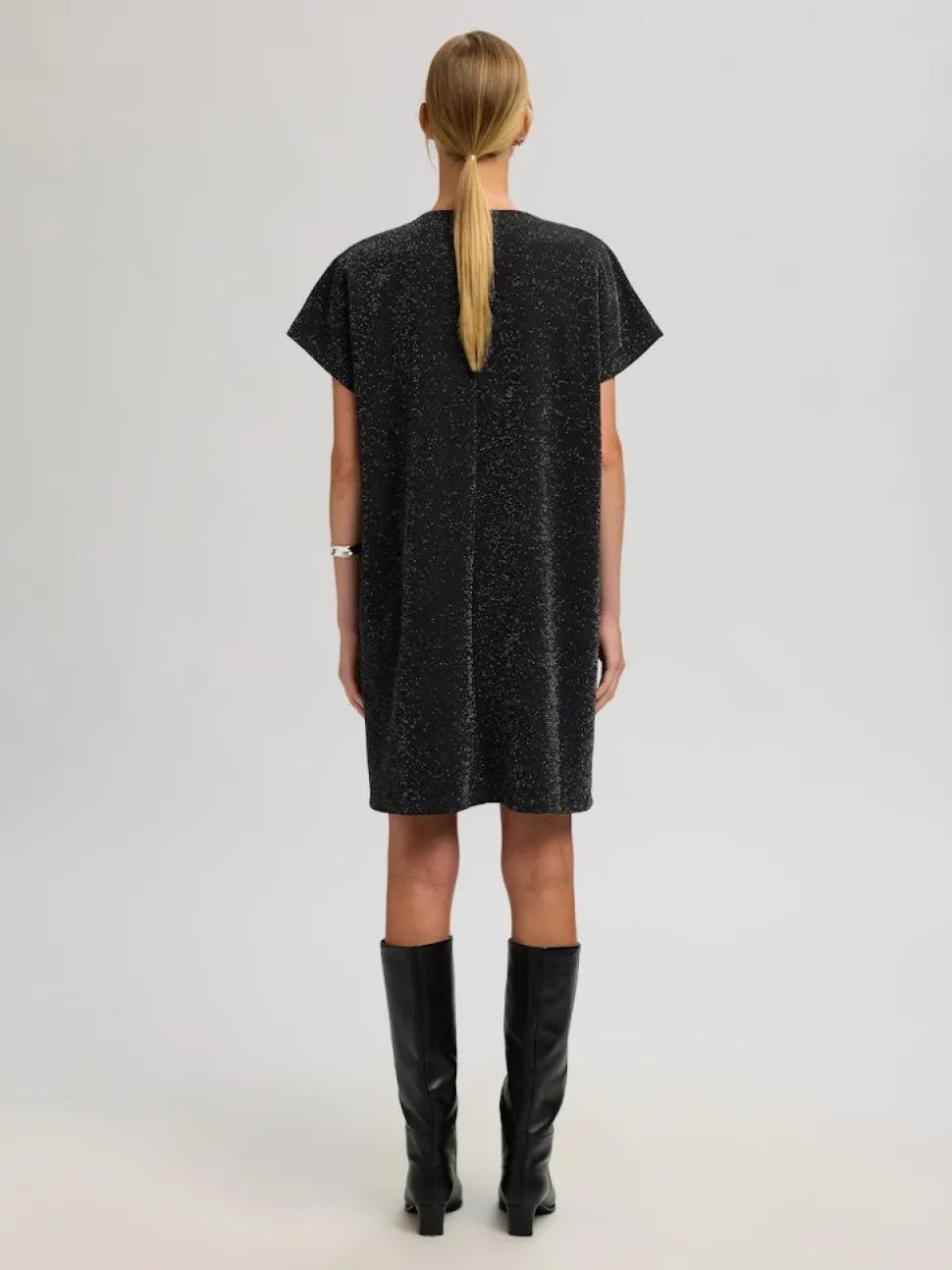 Selected Femme Naisten juhlamekko Oversized Sandra SS, Black/Silver