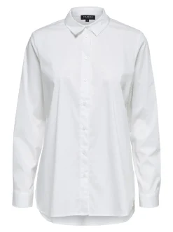 Selected Femme Naisten Kauluspaita, SLFOri LS Side Zip Shirt Valkoinen
