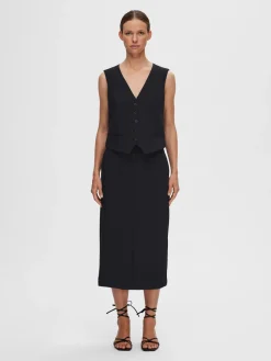 Selected Femme Naisten Liivi, SLFRITA VEST BLACK Musta
