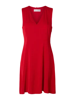 Selected Femme naisten mekko, SLFLEONORE REGULAR SL SHORT CAPE DRESS B Equestrian Red