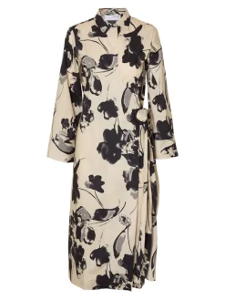 Selected Femme naisten mekko, SLFAVIANA LS AOP MIDI WRAP DRESS Valkopohjainen Kuosi