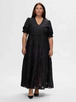 Selected Femme naisten mekko, SLFCATHI-SADIE 3/4 ANKLE DRESS Tummansininen