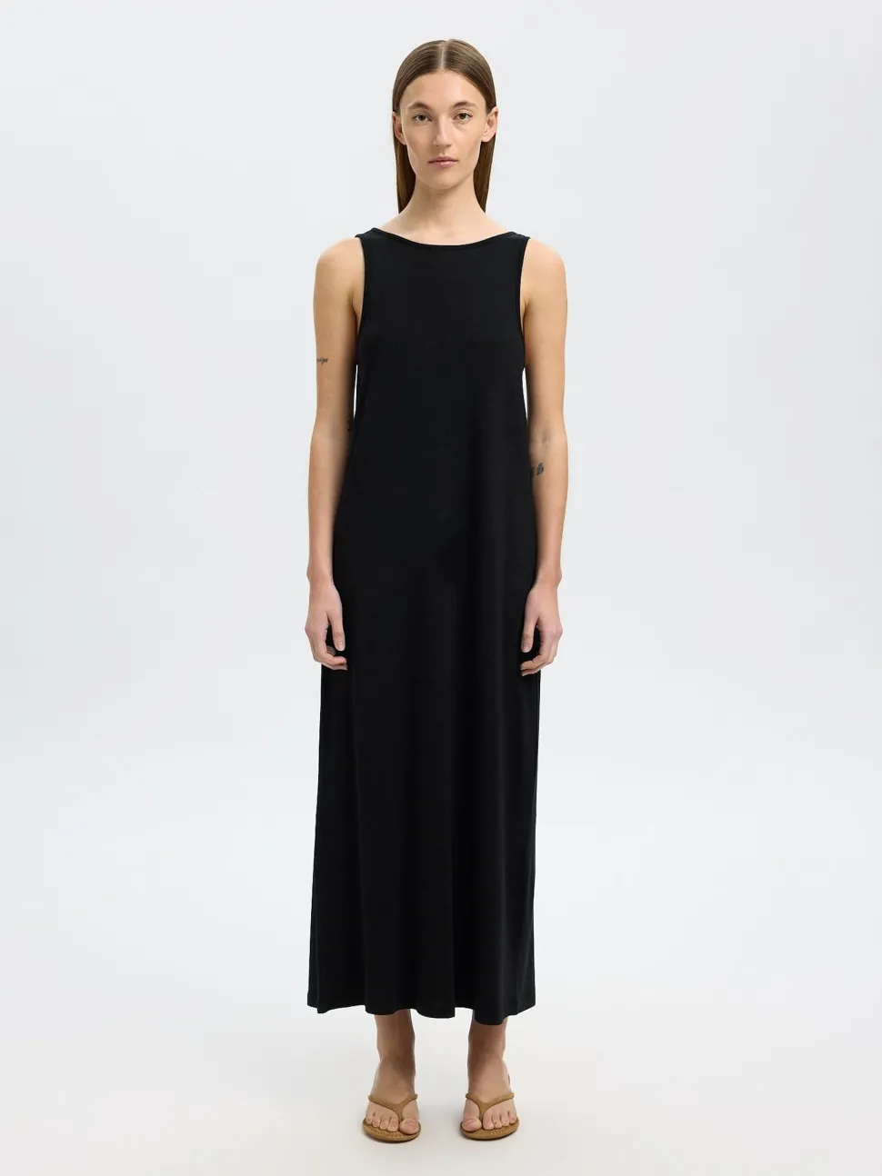 Selected Femme naisten mekko, SLFANOLA SL LOW BACK ANKLE DRESS Musta