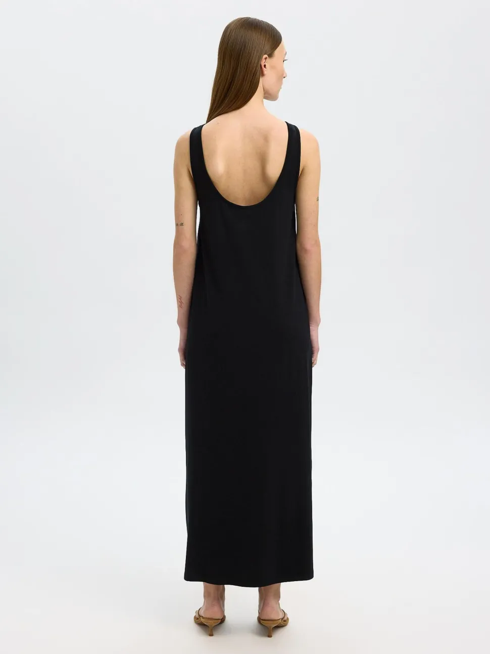 Selected Femme naisten mekko, SLFANOLA SL LOW BACK ANKLE DRESS Musta