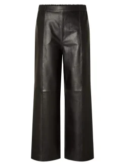 Selected Femme naisten nahkahousut, SLFFIANNA HW WIDE LEATHER PANT Musta