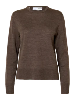 Selected Femme Naisten Neulepaita, Slfthea LS Knit Merino O-Neck Noos Delicioso