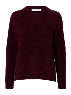 Selected Femme Naisten Neulepaita, Lulu LS Knit O-Neck Fig Melange