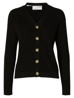 Selected Femme naisten neuletakki, SLFELINNA LS KNIT CARDIGAN Musta