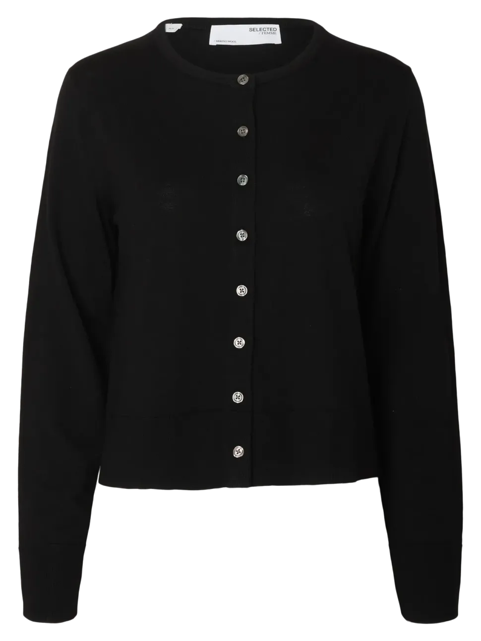 Selected Femme Naisten Neuletakki, SLFThea LS Knit Merino Cardigan Noos Black
