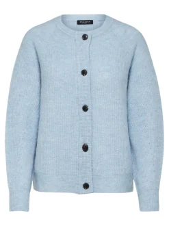 Selected Femme, Naisten Neuletakki, Lulu LS Knit Short Cardigan Vaaleansininen