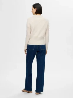 Selected Femme naisten neuletakki, SLFSIA RAS LS KNIT CARDIGAN Luonnonvalkoinen