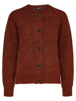 Selected Femme, Naisten Neuletakki, Lulu LS Knit Short Cardigan Poltettu Oranssi