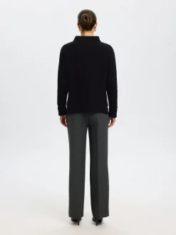 Selected Femme naisten neulepusero SLFSELMA SUS LS KNIT PULLOVER NOOS, musta